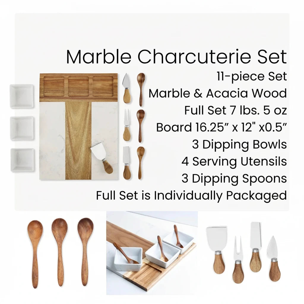 Marble Charcuterie Board - 11 piece