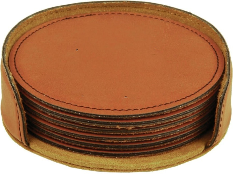 Leatherette Round Coaster Set (Set of 6) – Personalized