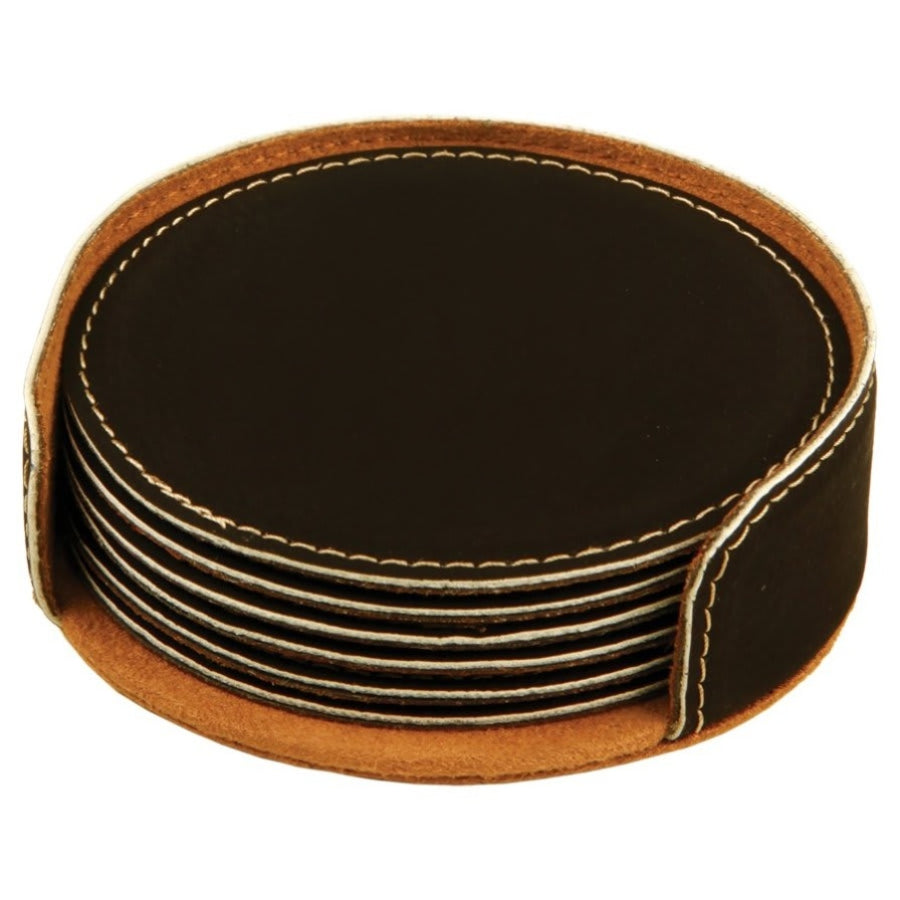Leatherette Round Coaster Set (Set of 6) – Personalized