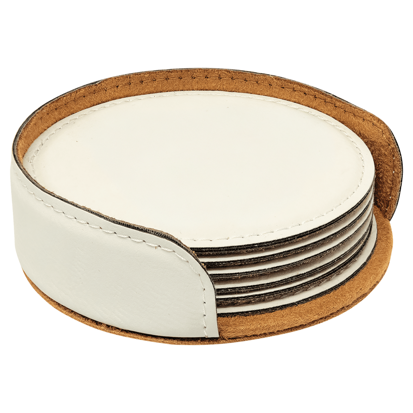 Leatherette Round Coaster Set (Set of 6) – Personalized