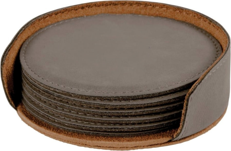 Leatherette Round Coaster Set (Set of 6) – Personalized
