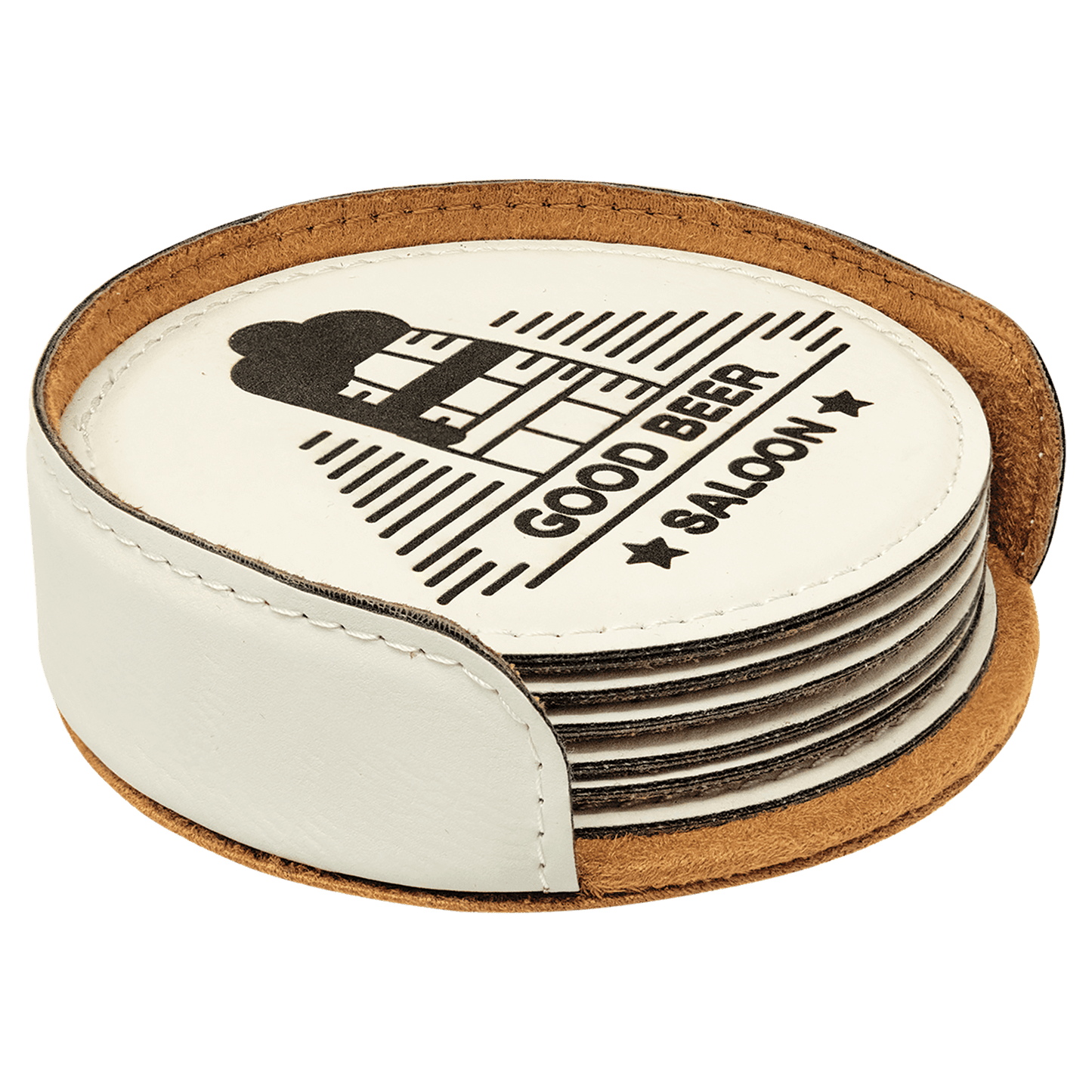 Leatherette Round Coaster Set (Set of 6) – Personalized