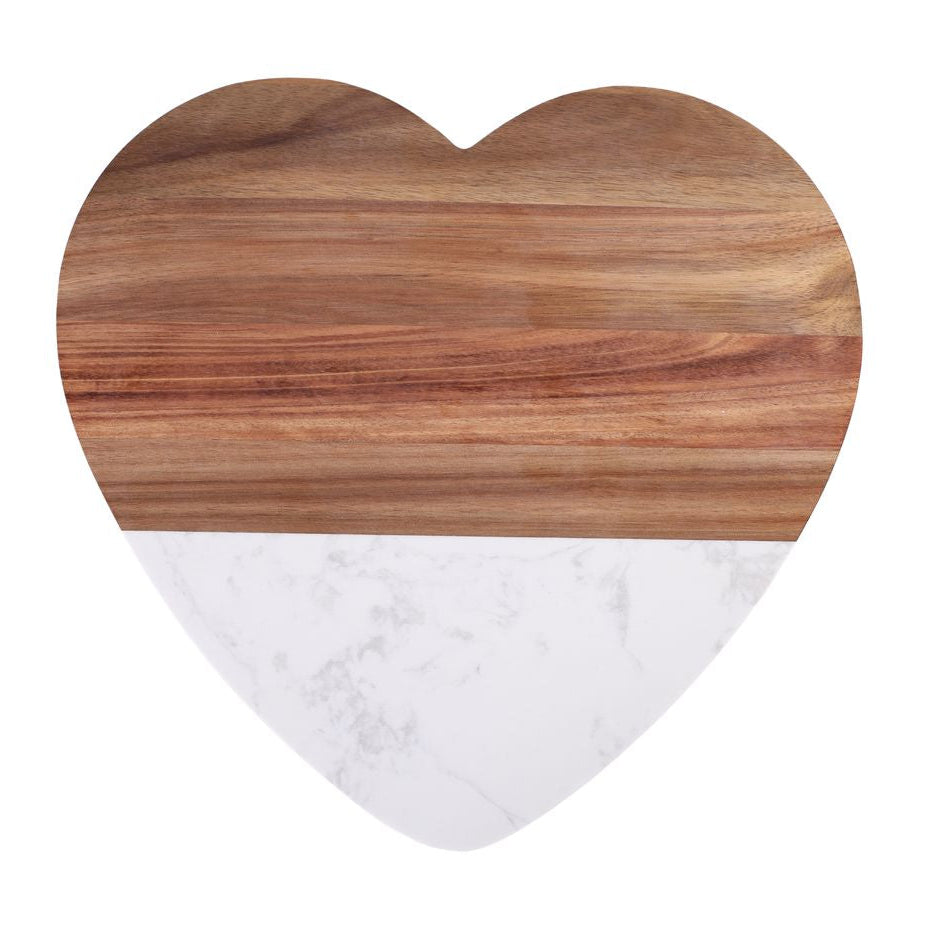 Premium Heart Cutting Board – Marble & Acacia Wood (3PC Set)