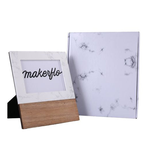 Premium Picture Frame – Marble & Acacia Wood