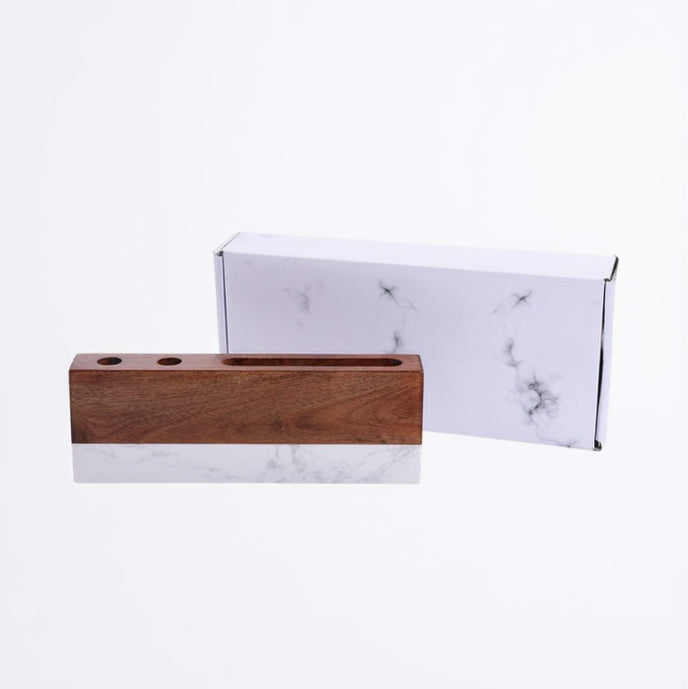 Premium Desk Name Plate – Marble & Acacia Wood